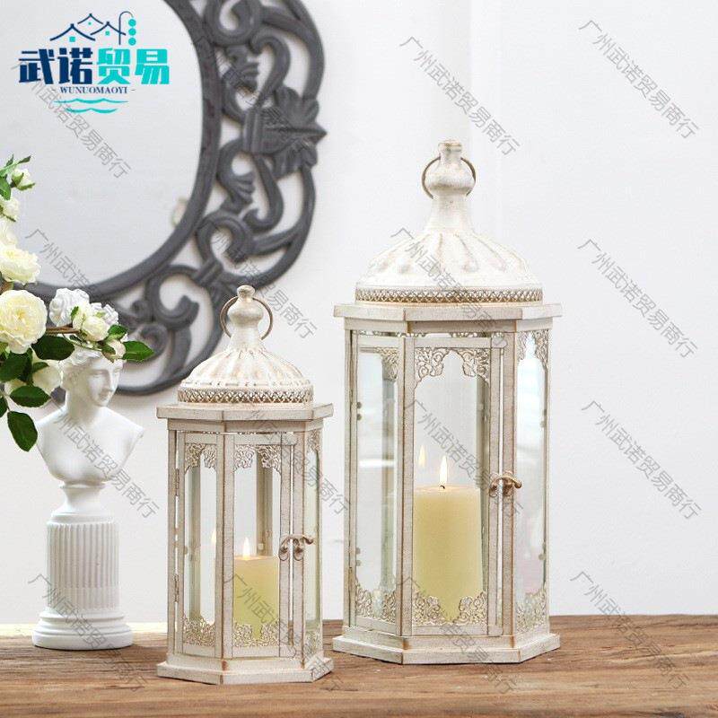 北欧复古铁艺烛台浪漫婚礼风灯装饰品摆件家居户外庭院金属蜡烛台