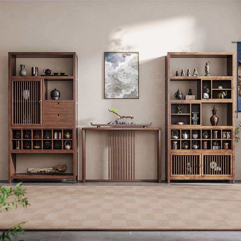 新中式博古架禅意茶桌搭配茶具展示柜办公室家具多宝阁隔断置物架