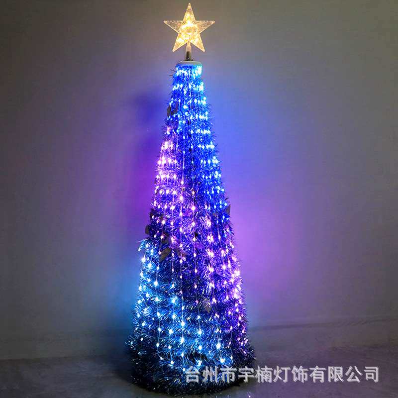 RGB点控圣诞树灯跨境LED庭院室内节日装饰造型灯远程遥控铜线树灯