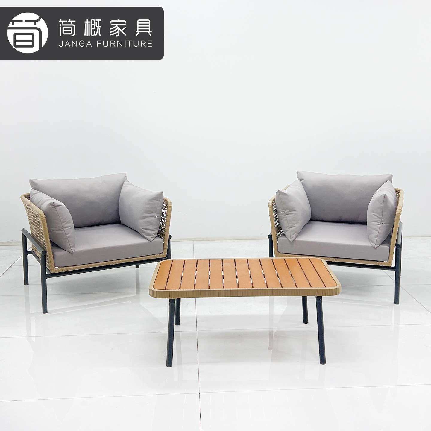 户外别墅露台沙发家具露天阳台三件套沙发组合休闲酒店民宿沙发椅