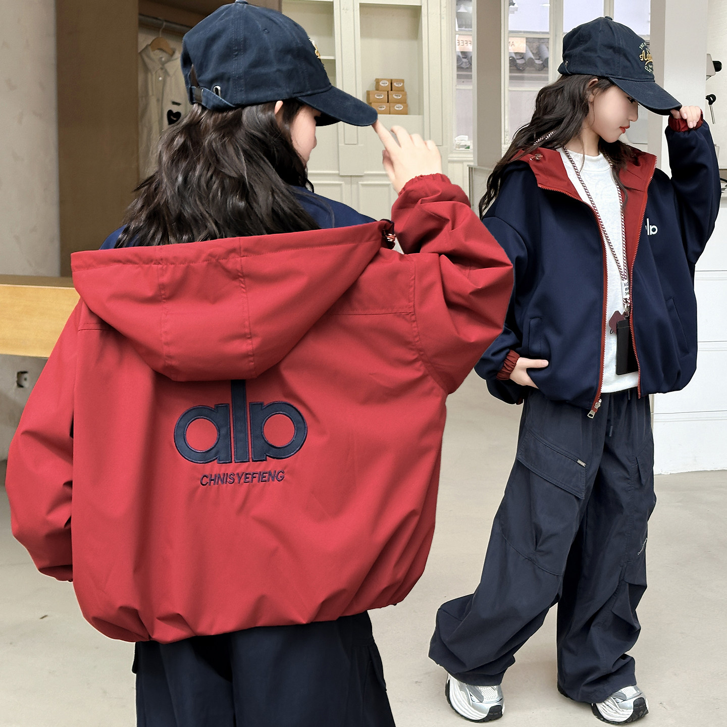 女童外套春秋冬装连帽冲锋衣夹克