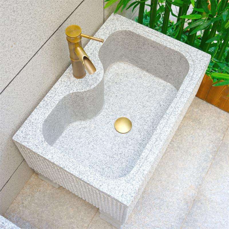 石头拖把池墩布天然原石大理石拖布池庭院墩布池石材阳台家用室外