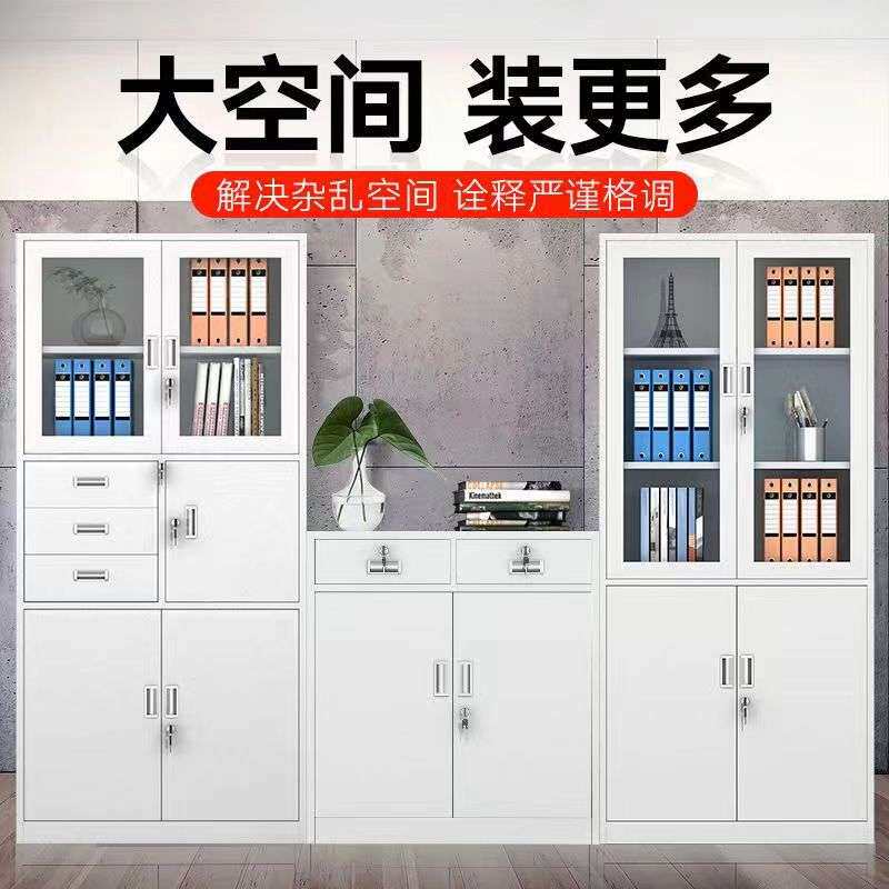 钢制文件柜办公室铁皮柜档案资料带锁储物柜矮柜书柜钢柜厂家