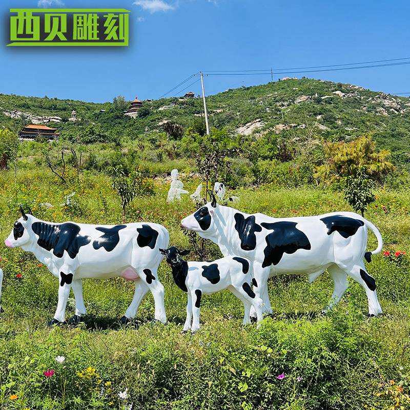 供应农场装饰雕塑 树脂玻璃钢动物雕塑景观 奶牛雕塑摆件工艺品