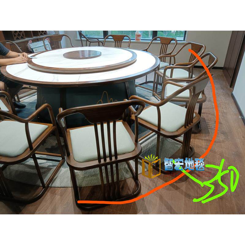 手工晴纶羊毛新中式水墨画圆形客厅茶几地毯餐厅大厅接待室贵宾室