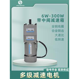 大速比调速减速电机220V 双减速箱 380V马达 250W带中间箱 交流6W