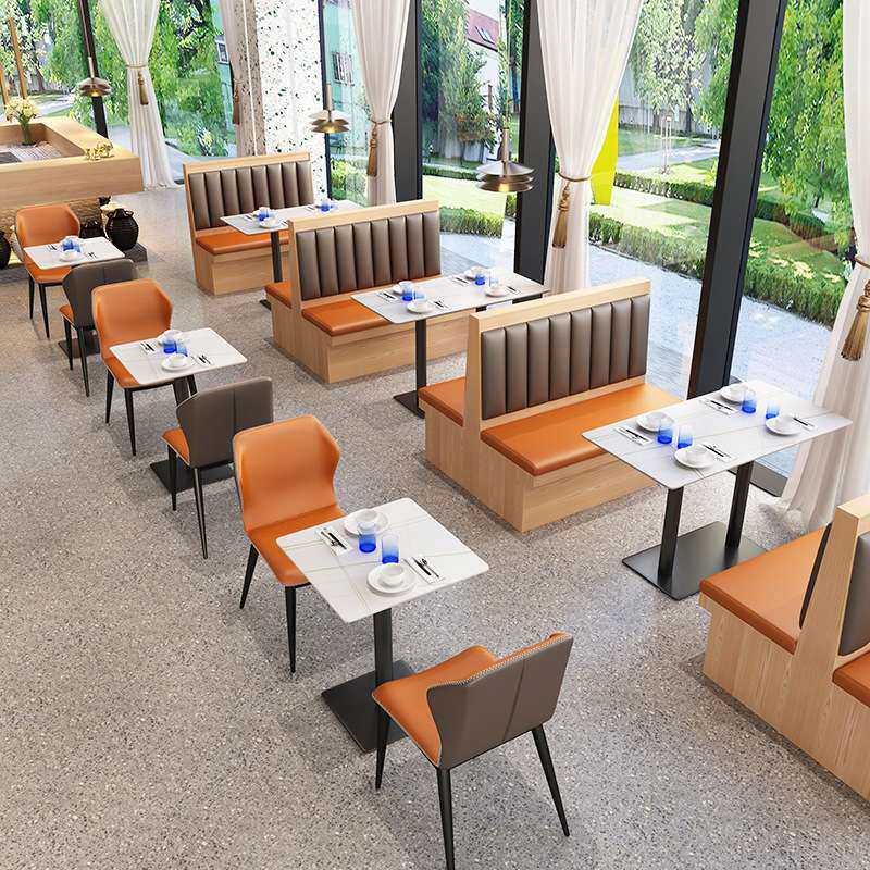 西餐厅桌椅组合网红饮品店小吃店餐饮家具咖啡西餐厅卡座沙发