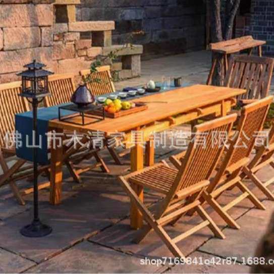 复古阳台实木折叠椅经典庭院休闲椅户外度假酒店可折叠餐椅全实木
