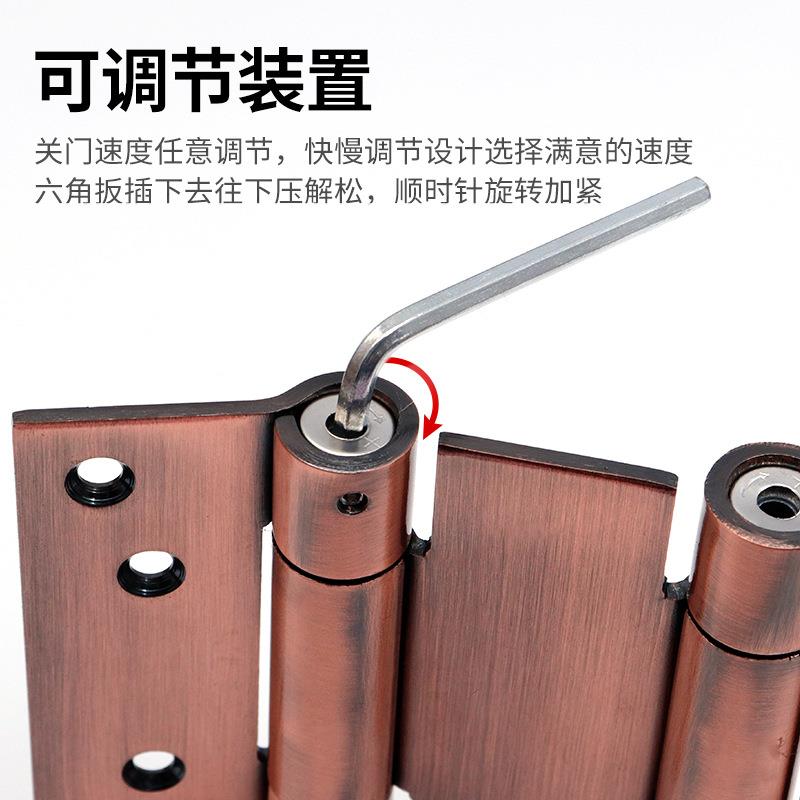自由门合页双向液压回弹牛仔门内外自动黑色弹簧双开木门合页厂家
