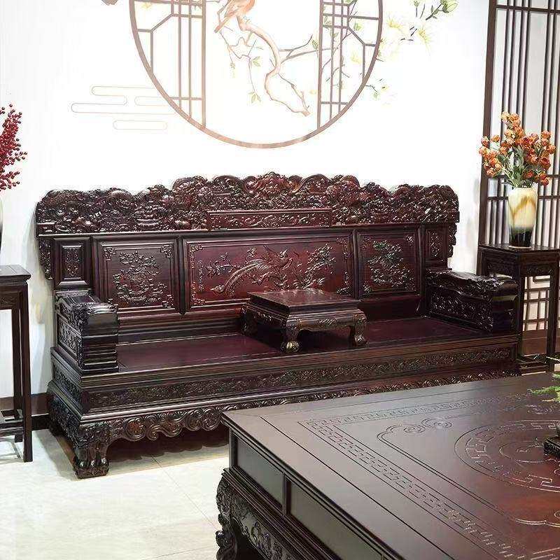 亚悦客厅成套家具明清仿古古典沙发组合客厅家具展品龙凤呈祥沙发