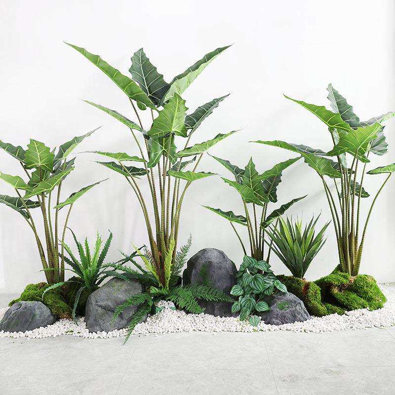 跨境亚马逊仿真萨利安海芋盆栽植物家居装饰室内客厅绿植摆件