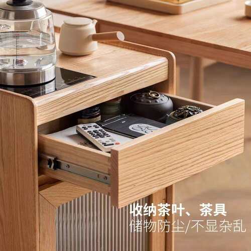 实木茶水柜橡木烧水壶一体茶吧机客厅家用茶台边柜移动小茶车