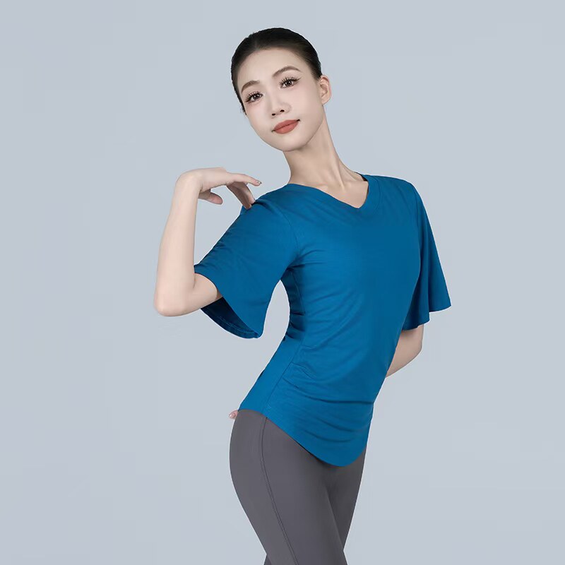 练功服舞之恋V领短袖修身基训服
