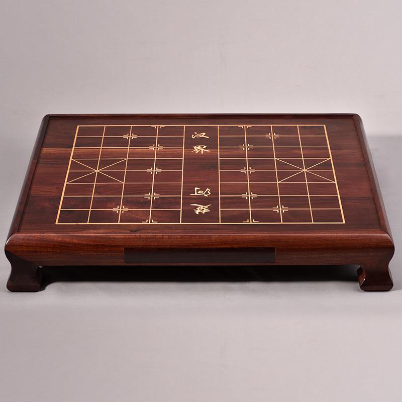 后唐 45#血檀木镶黄杨木象棋盘 带抽屉 档商务家用送礼套装