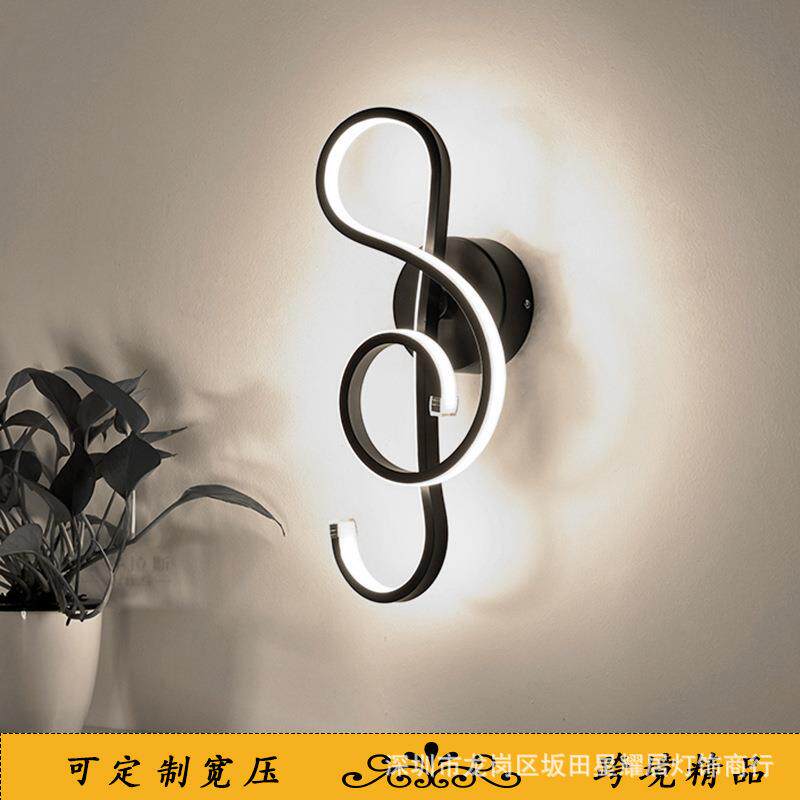 跨境简约创意led音乐符号壁灯北欧客厅卧室走廊过道背景室内壁灯