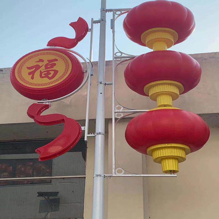 高邮路灯厂家 6米LED中国结路灯 LED双臂喜庆节日灯 节日灯笼灯