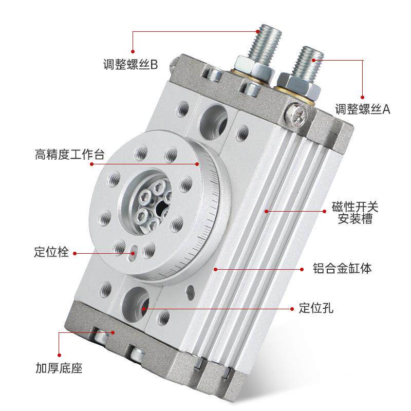 小型摆台180度旋转气缸MSQB/MSQB1A/2A/3A/7A 90度可调回转气缸