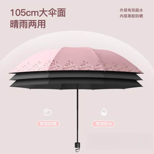 大号伞黑胶防晒太阳伞遮阳轻小巧便携折叠晴雨伞女两用男