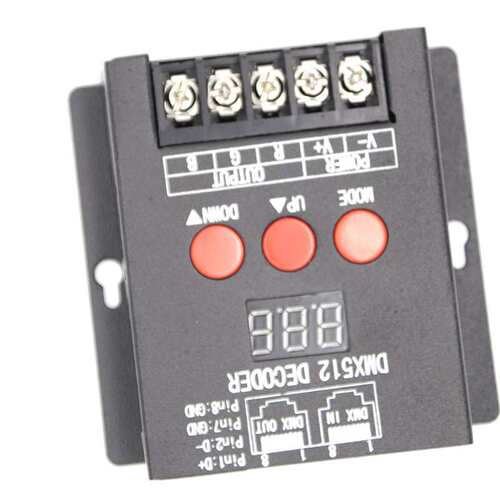 恒压DC12V24V3通道DMX512解码器RGB七彩控制器可控台调光
