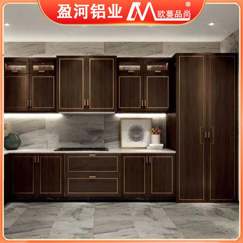 全铝家具整装开放式厨房家用现代轻奢防水铝合金橱柜一体灶台碗柜