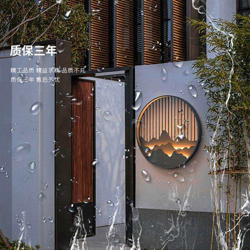LED户外壁灯山水画庭院别墅防水景观灯 新中式室内客厅装饰壁灯