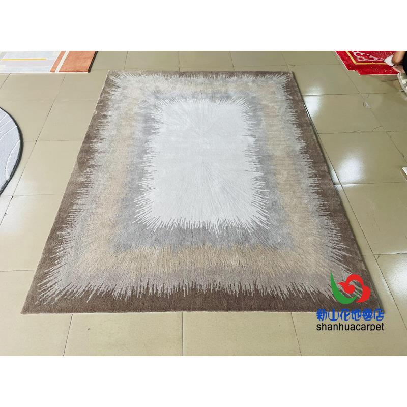 现代简约混色渐变中式手工腈纶客厅茶几沙发地毯大厅接待室贵宾室