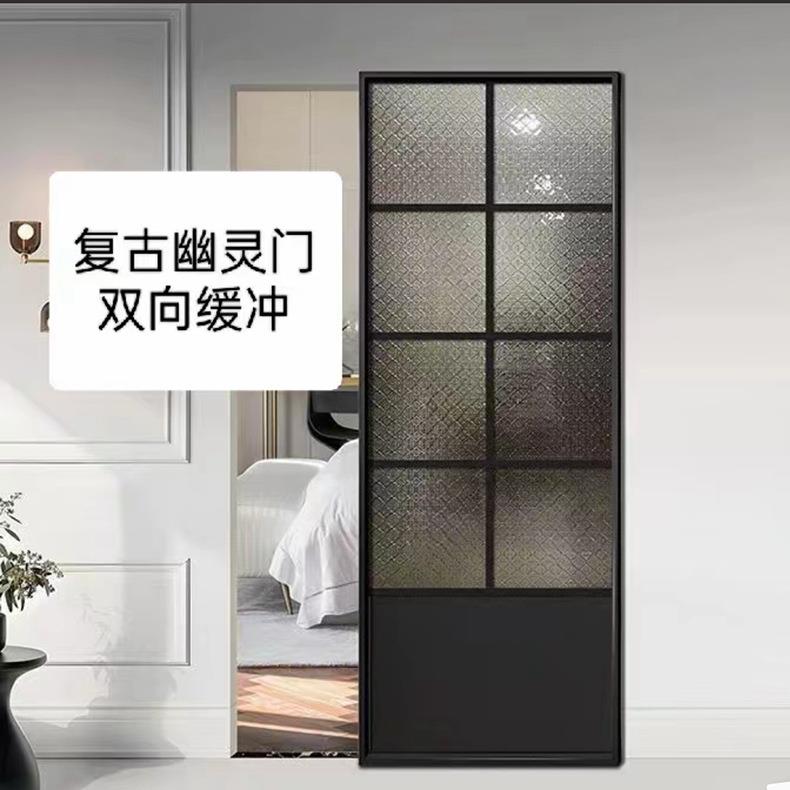 铝合金极窄厨房推拉门浴室客厅玻璃隔断移门单扇隐形无轨道幽灵门
