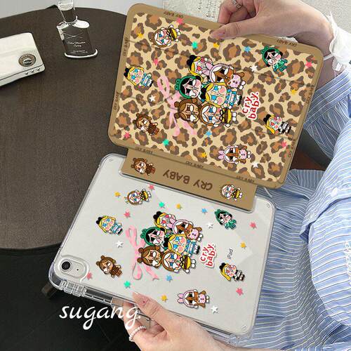 豹纹哭哭适用于ipadA16保护套mini7/6/宝5全包2025压克力air/iPad
