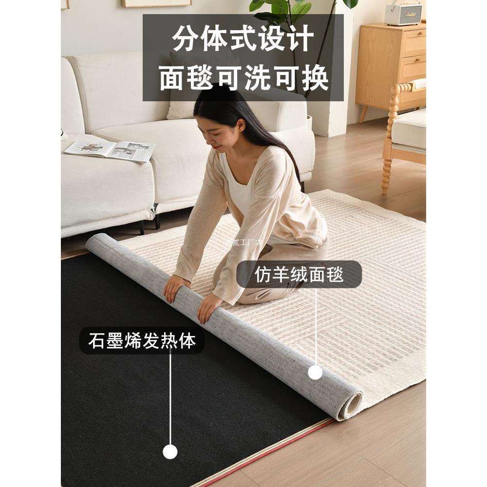 家用客厅碳晶石墨烯发热电热地毯加热地垫发热地毯地暖垫可拆机洗