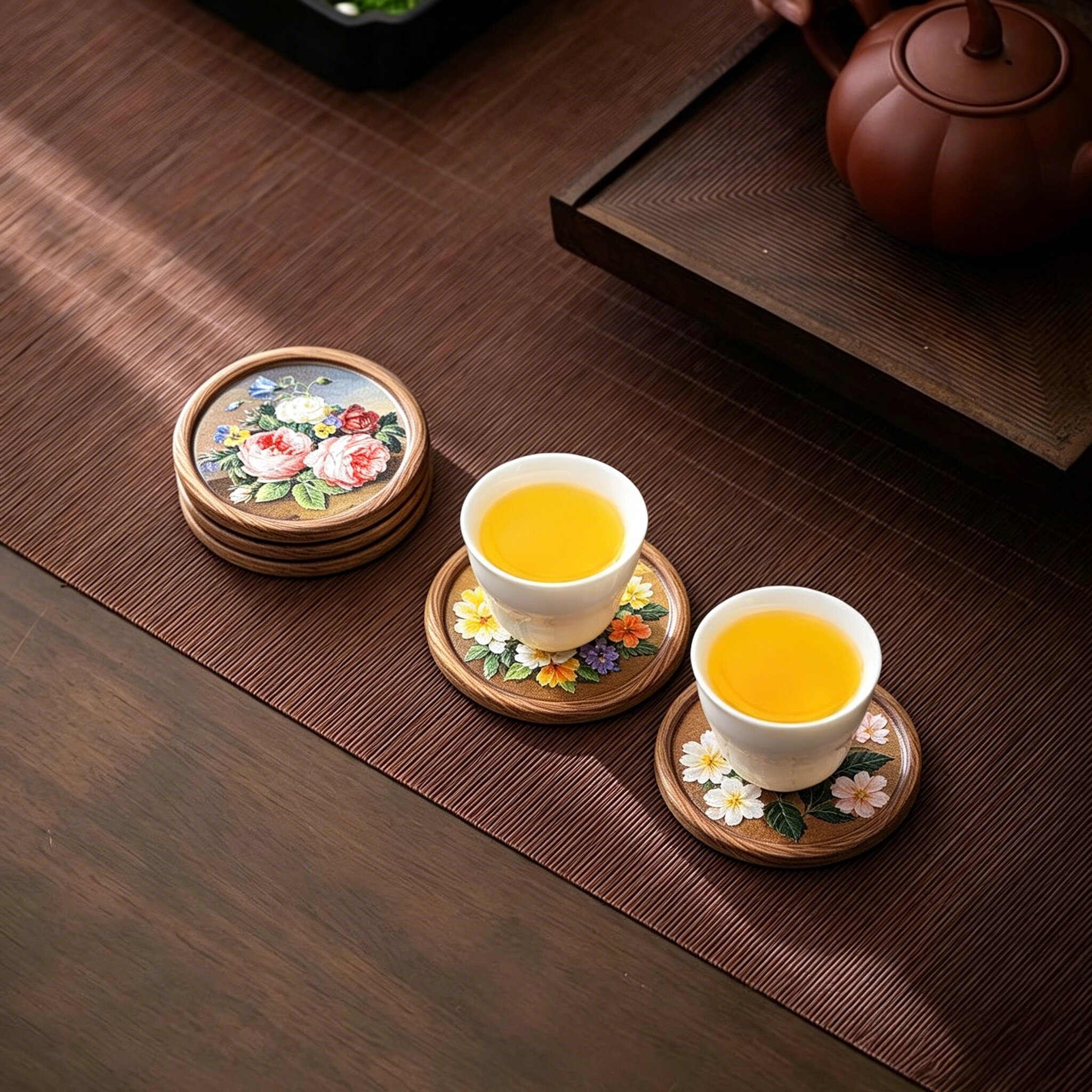 2026新款油画3D中式陶瓷茶托实用精致立体国画茶杯垫国潮隔热托