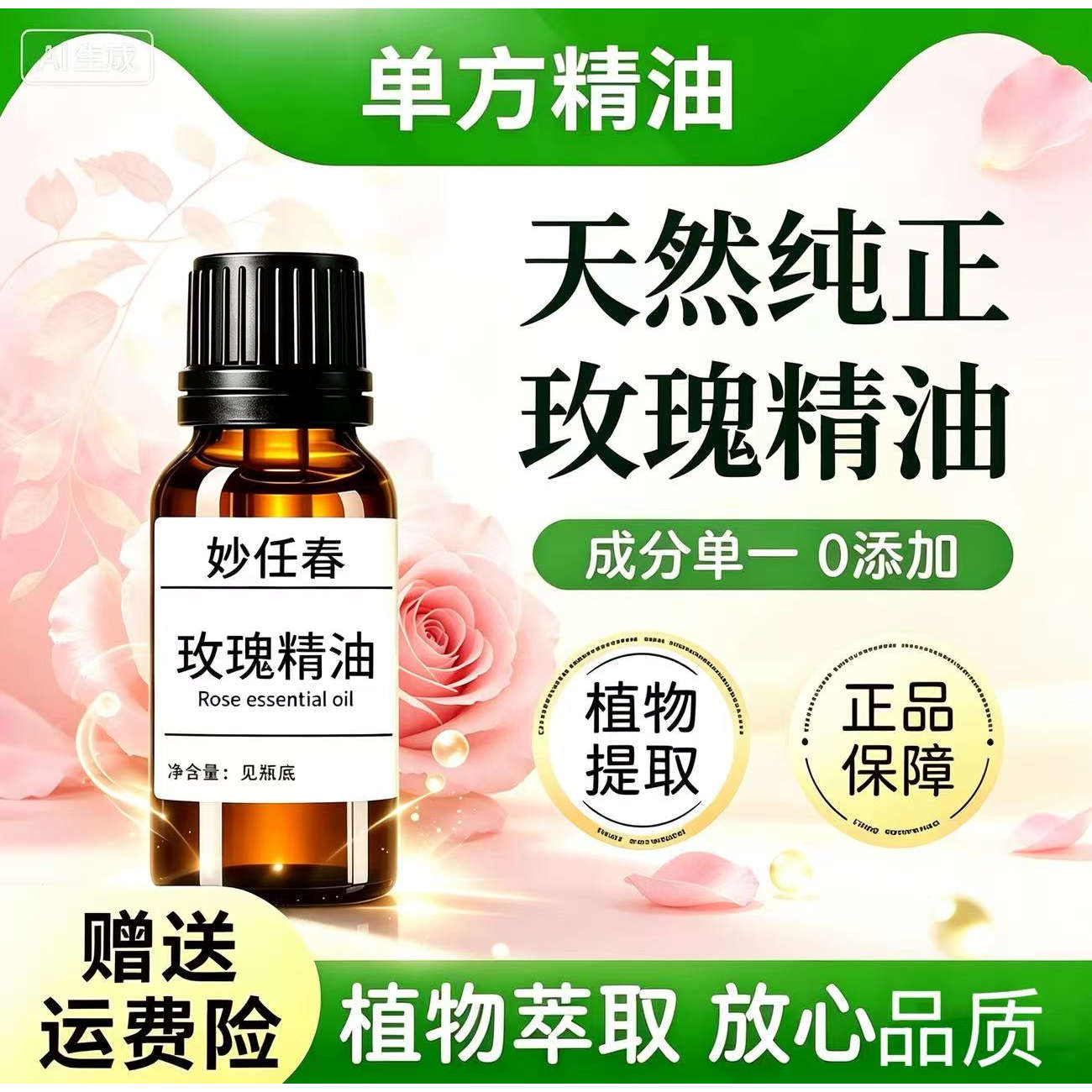 纯天然大马士革玫瑰精油单方面部单方精油