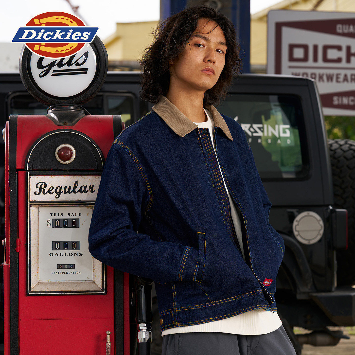 Dickies帝酷适26春秋新灯芯绒领口拼接夹棉牛仔夹克保暖外套男女