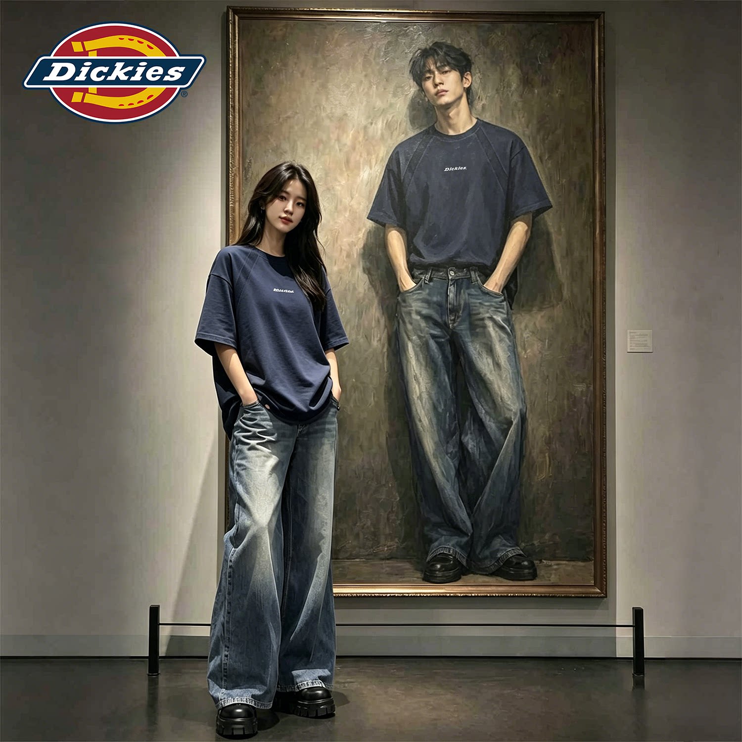 Dickies藏青色青少年插肩短袖T恤