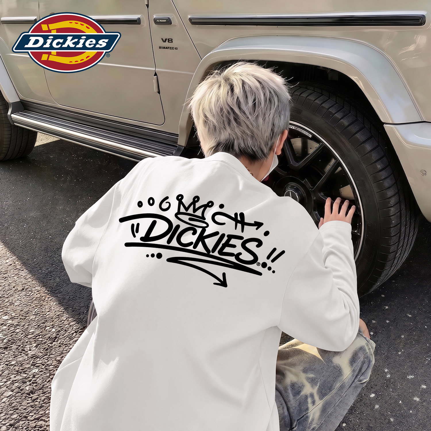 Dickies白色男生纯棉长袖T恤