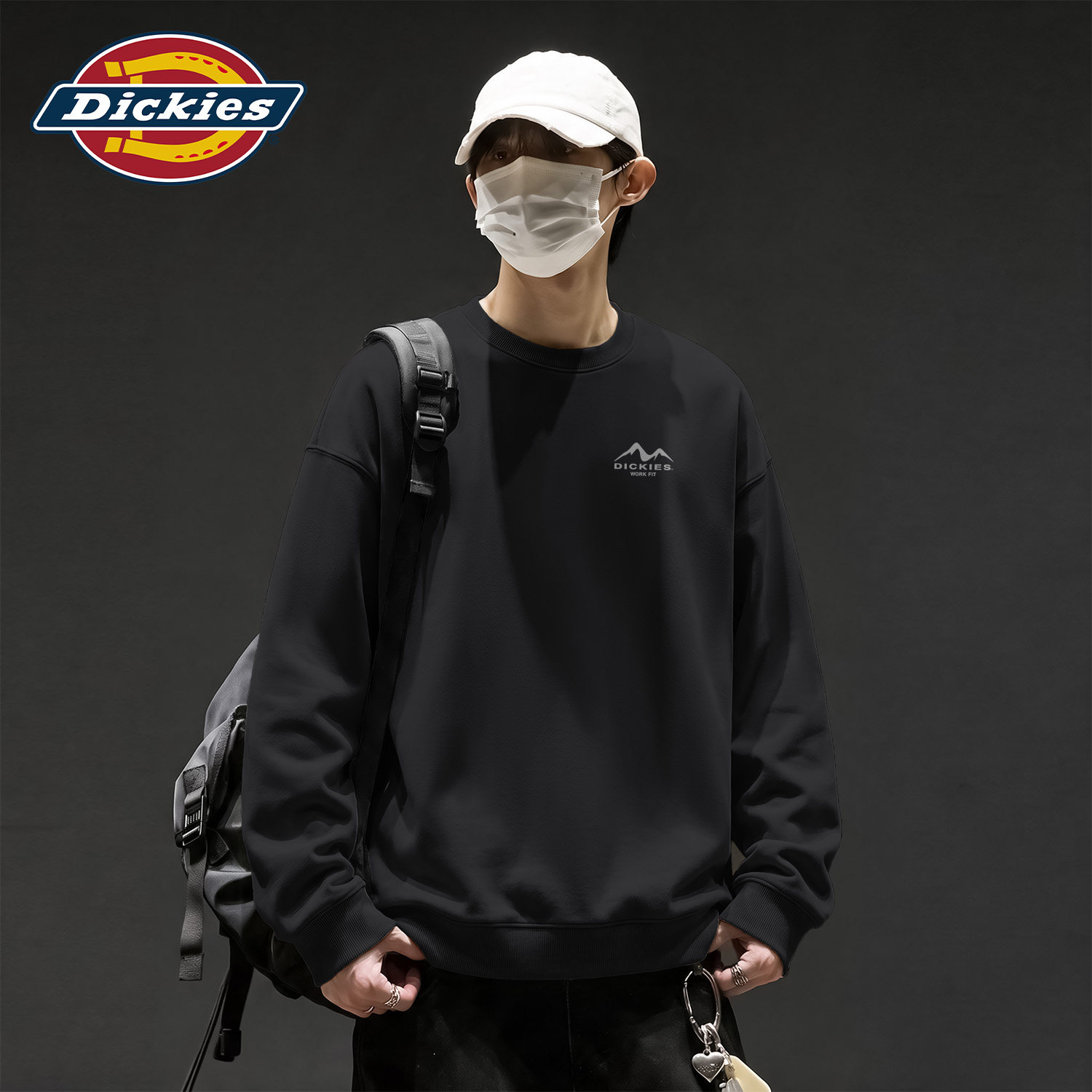 Dickies黑色男生圆领卫衣2026秋