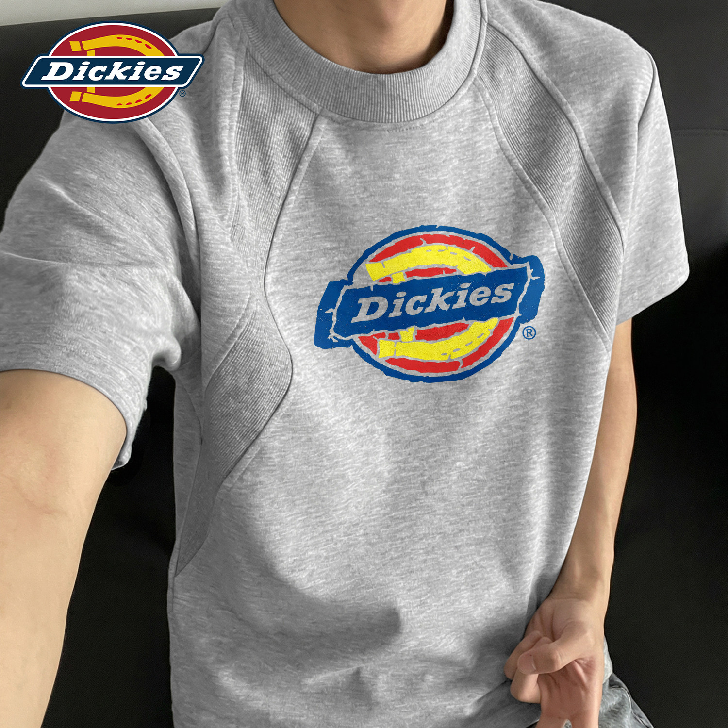 Dickies麻灰色解构款青少年短袖T
