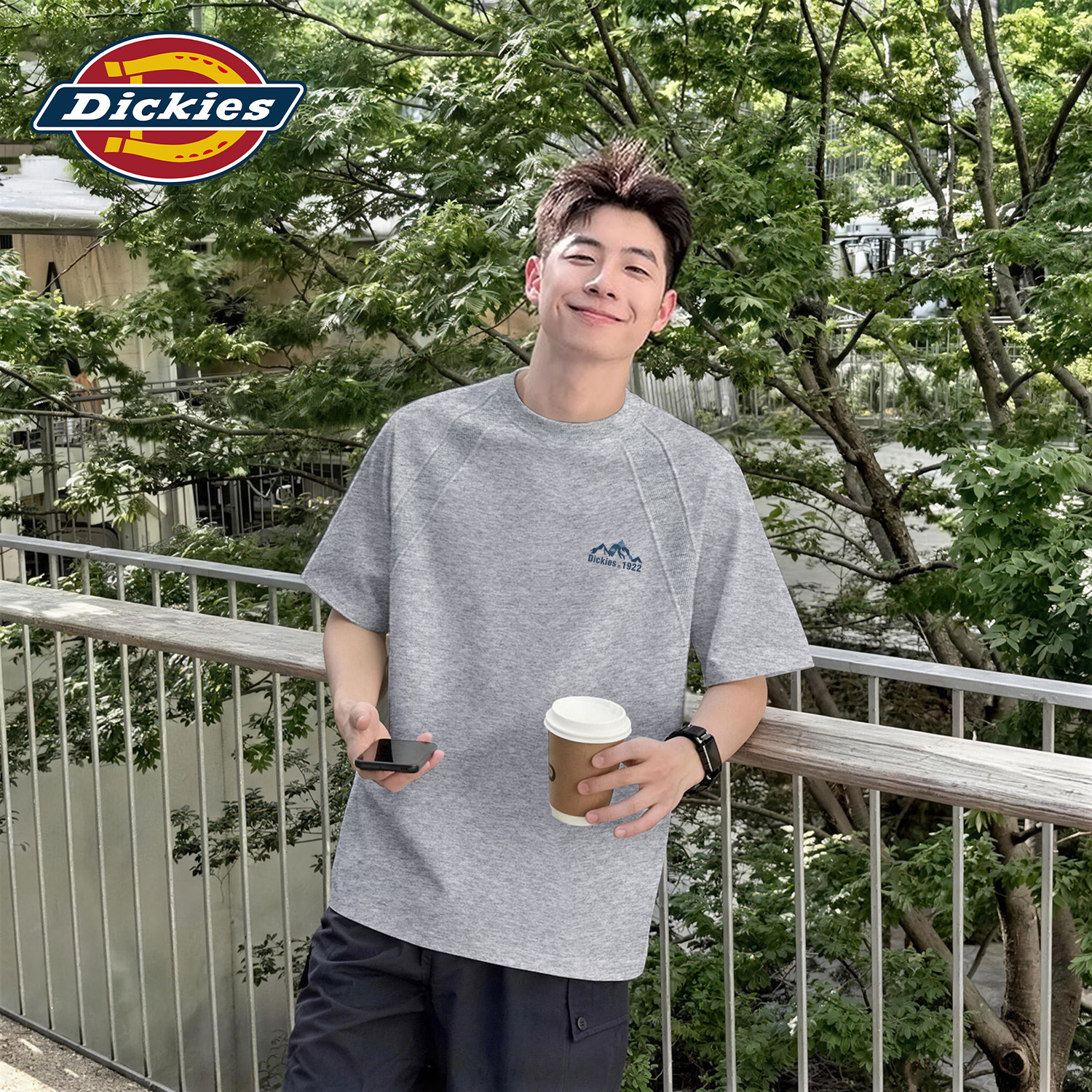 Dickies麻灰色短袖T恤男士