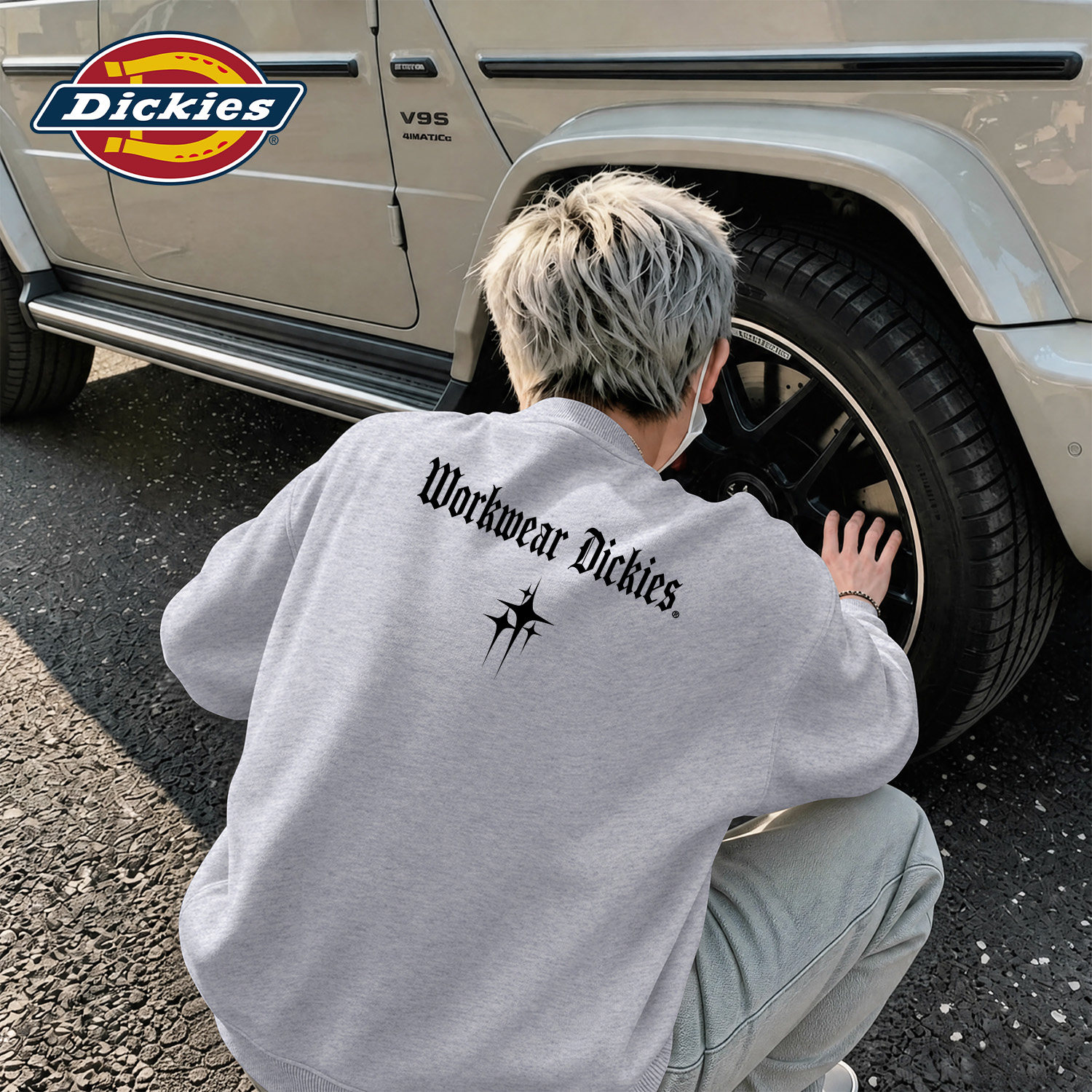 Dickies灰色套头圆领卫衣男2026