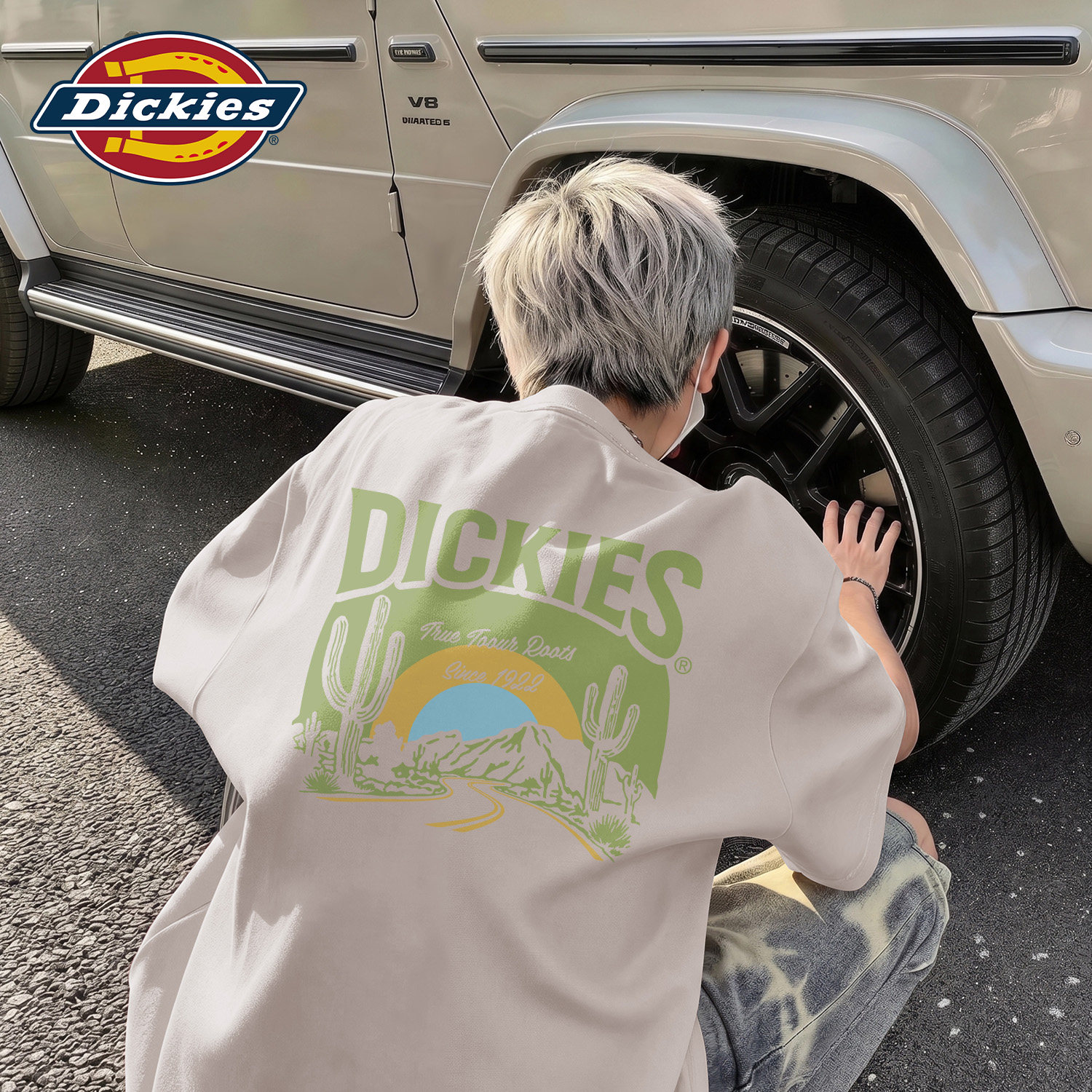 Dickies灰色纯棉短袖T恤男女同款