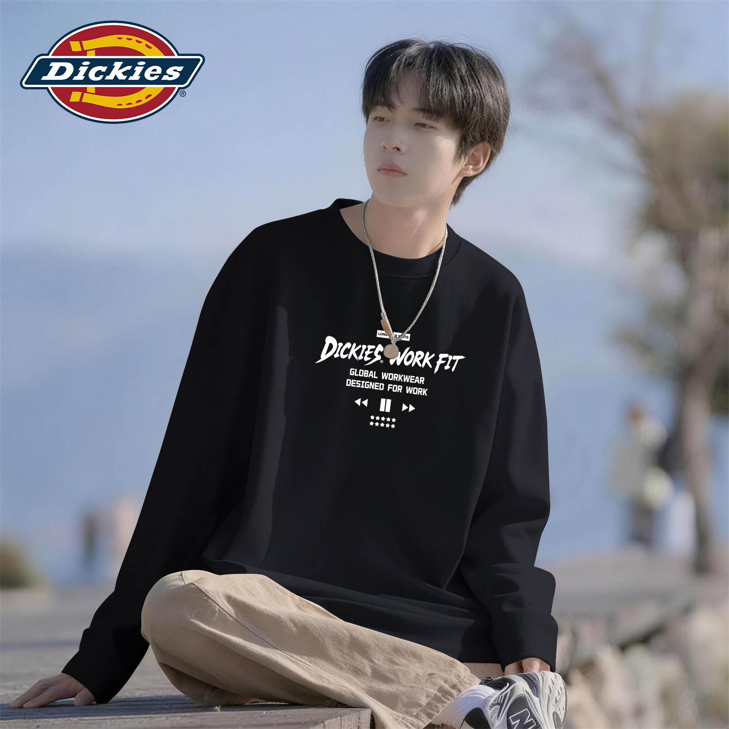 Dickies黑色男生长袖T恤2026秋