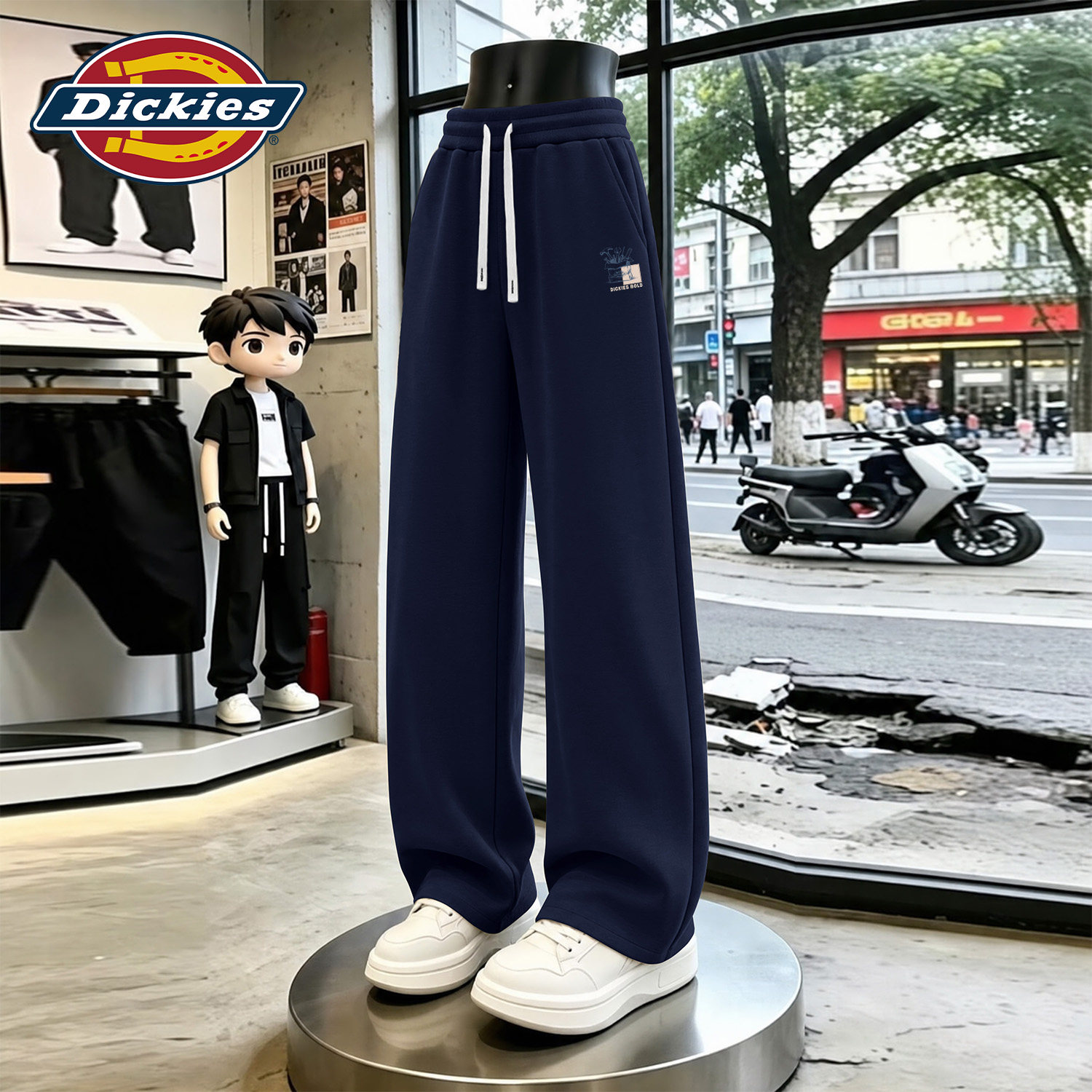 Dickies高藏青色休闲宽松长裤男