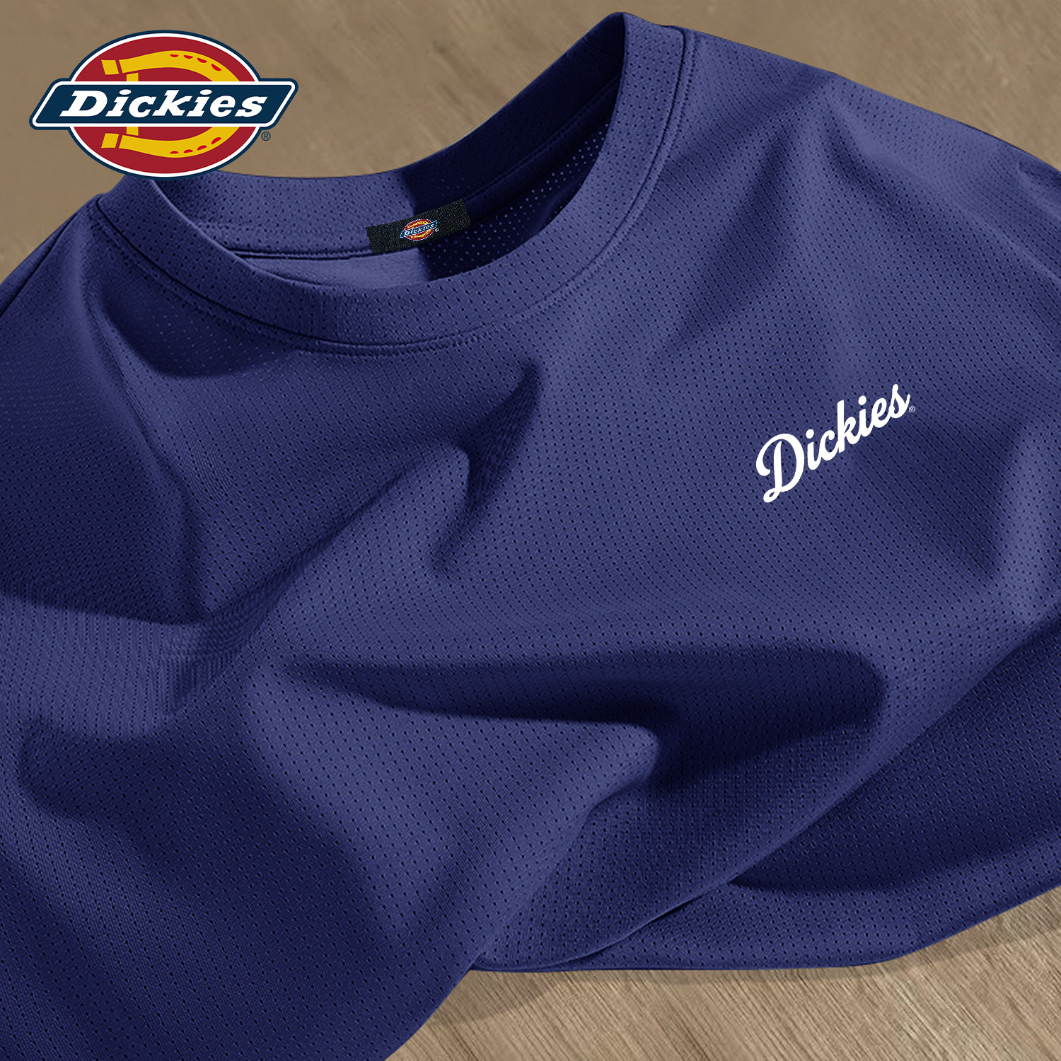 Dickies蓝色宽松大码网眼速干短
