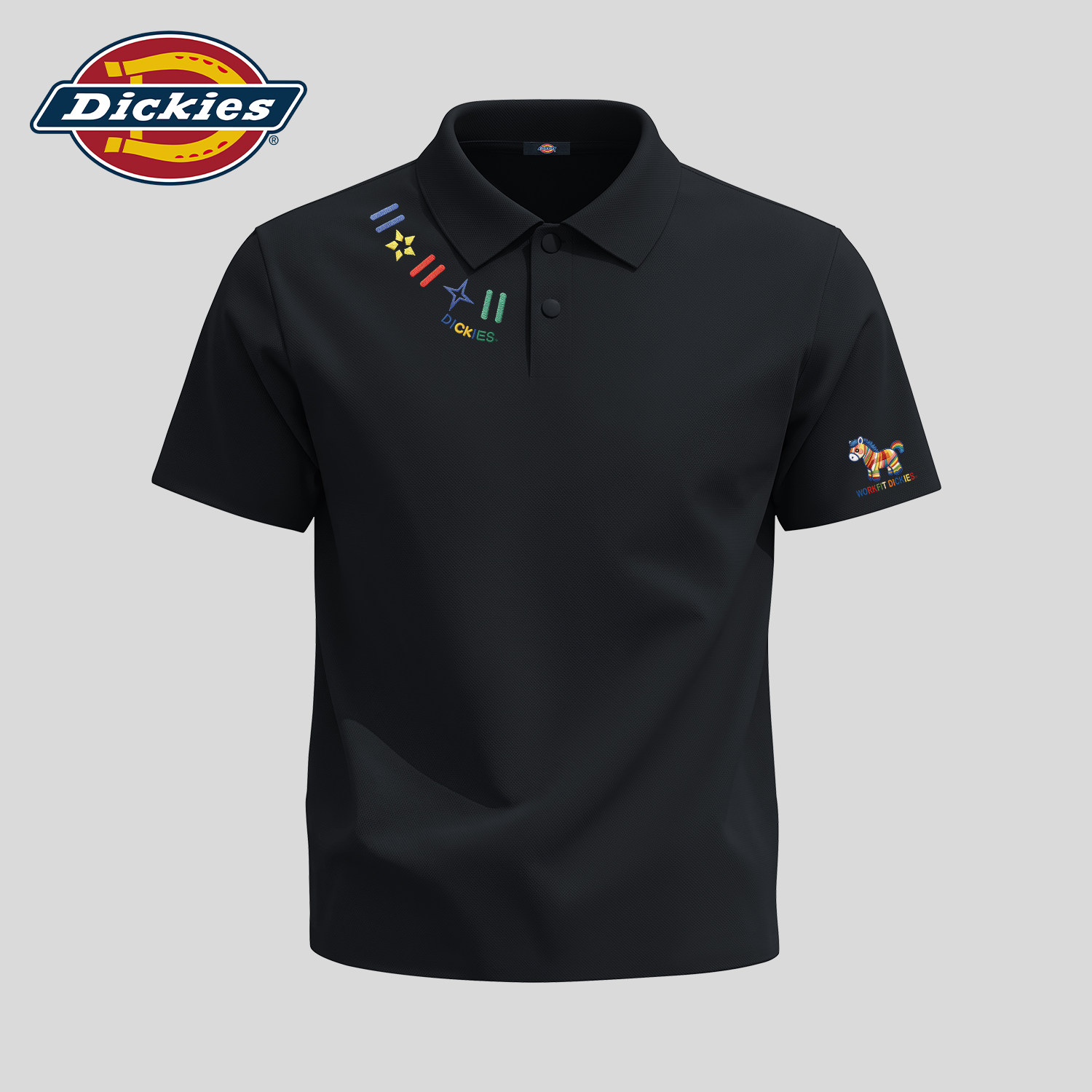 Dickies黑色印花男士polo衫