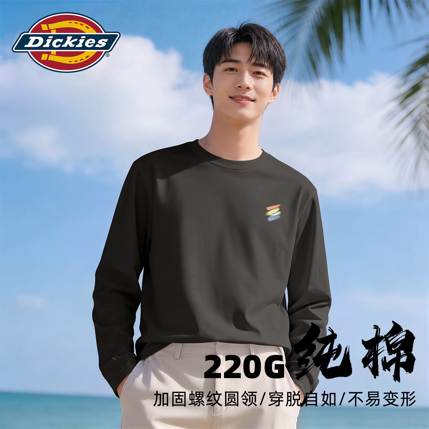 Dickies黑色男生长袖T恤2026秋