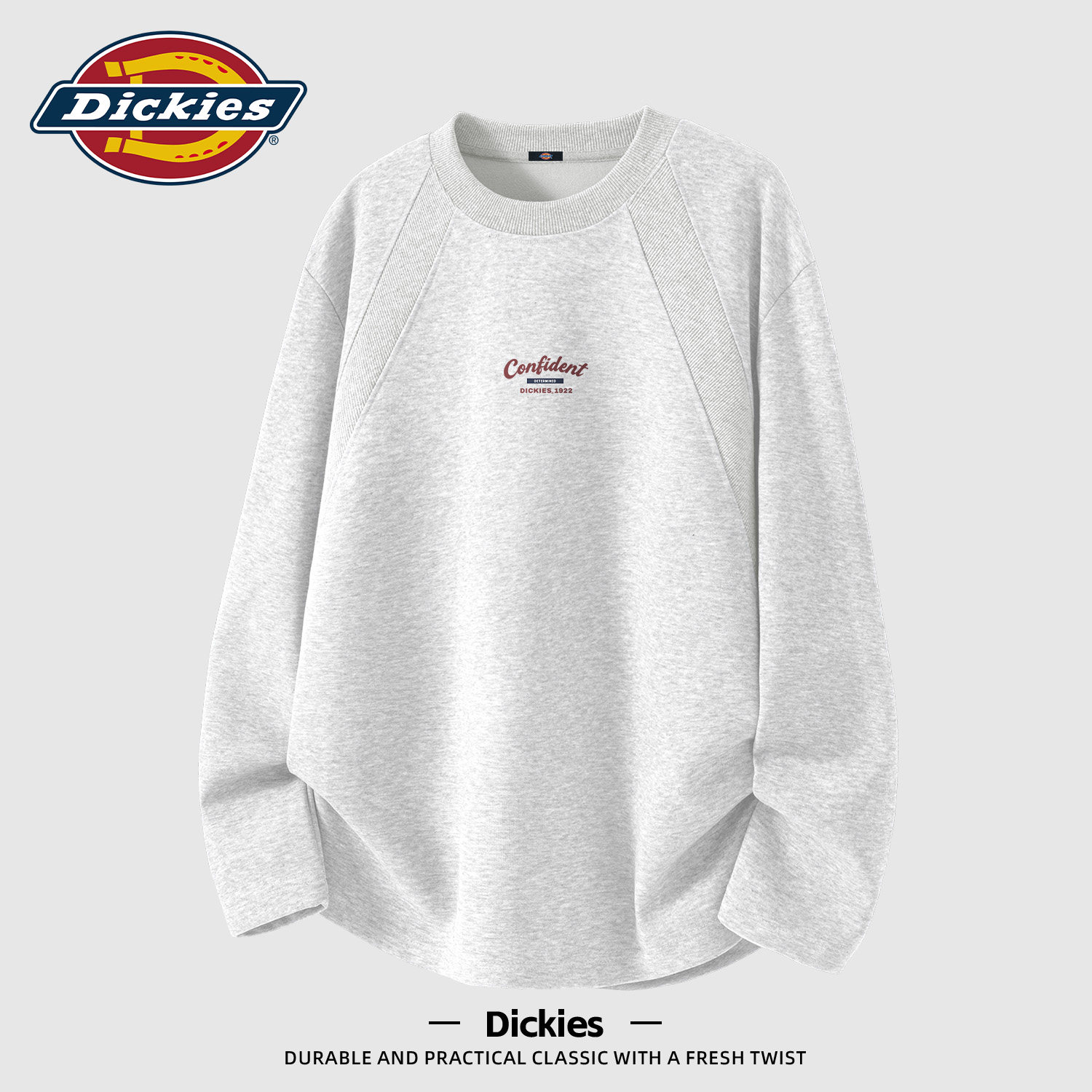 Dickies花灰色插肩长袖T恤男款