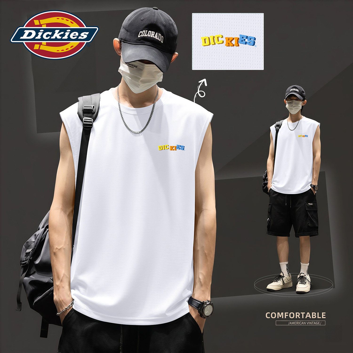 Dickies白色潮流无袖背心男士