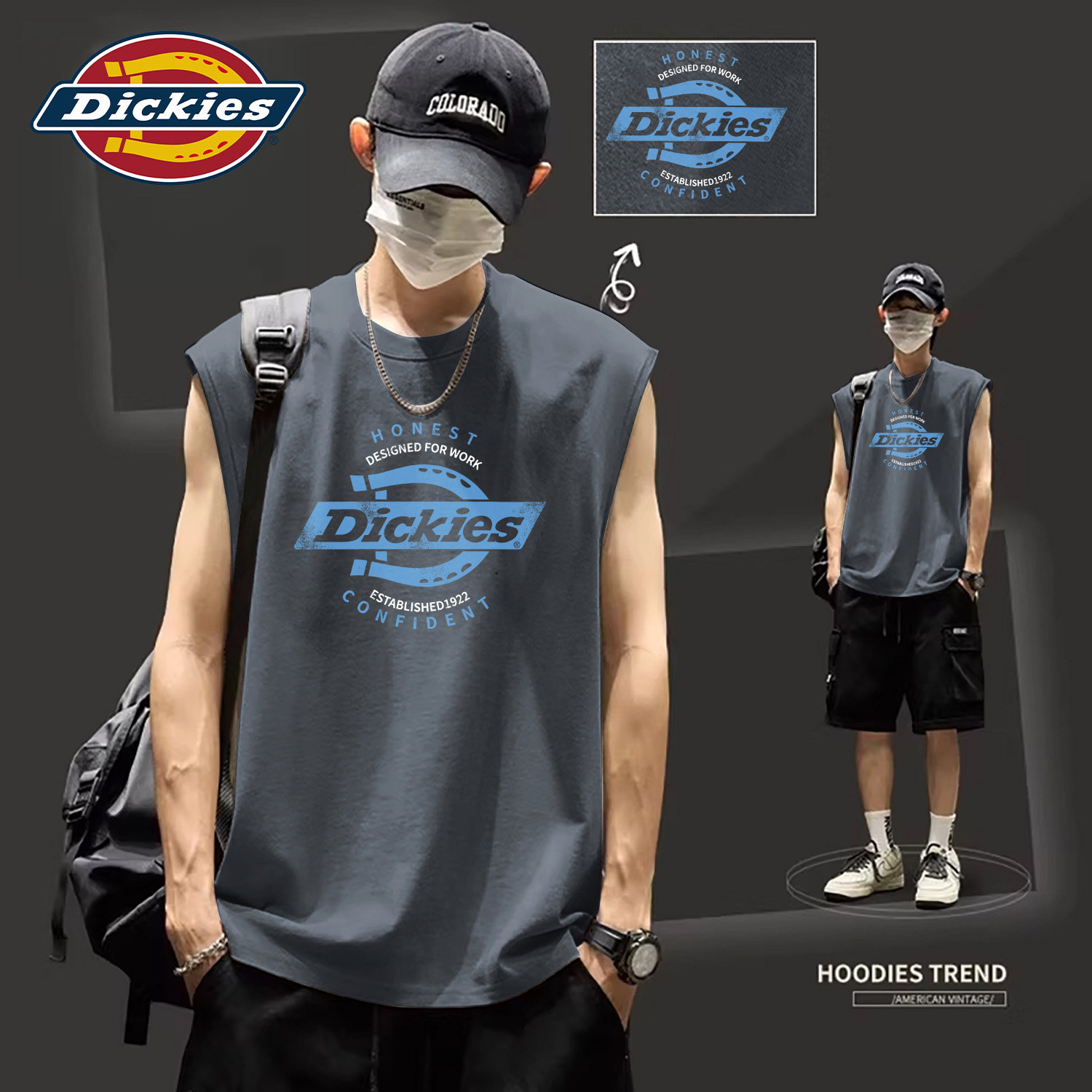Dickies深灰色男士无袖背心2026