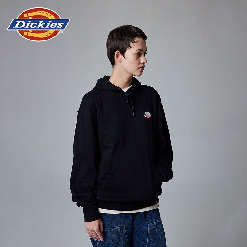 Dickies帝酷适logo贴布绣秋冬休闲连帽毛圈美式卫衣宽松 男女情侣