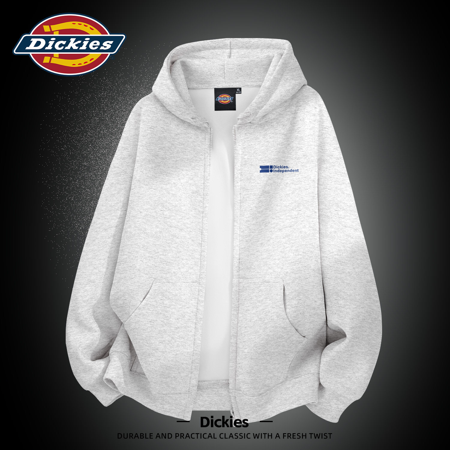 Dickies花灰色男生开衫拉链卫衣