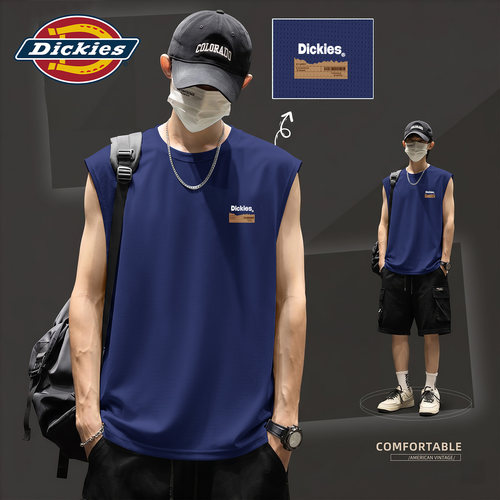Dickies蓝色冰丝背心T恤男款